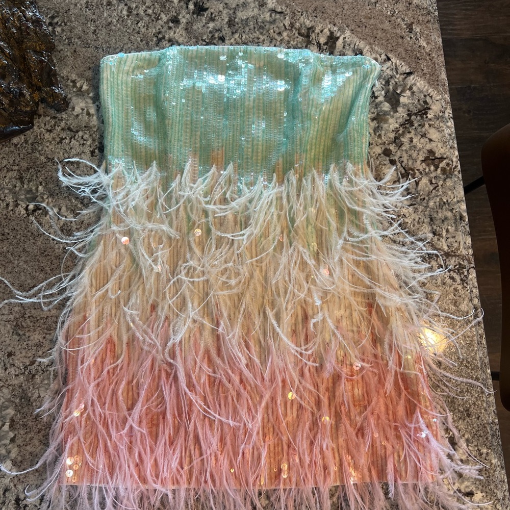 Retrofete sequin feather dress